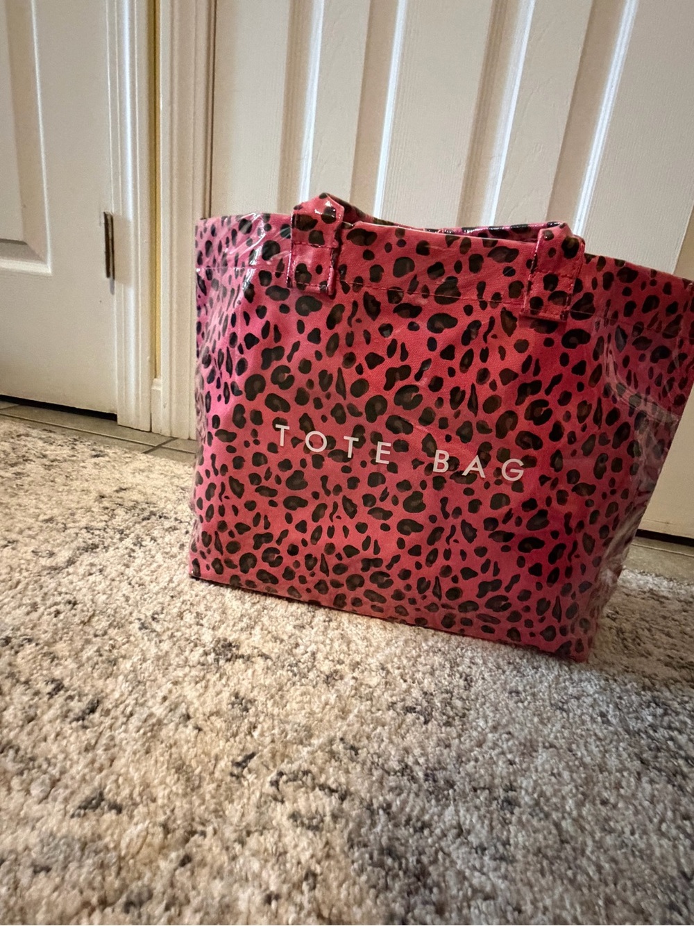 Pink Leopard Print Tote Bag -